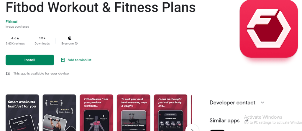 Fitbod Workout & Fitness Plans برنامه آندروید